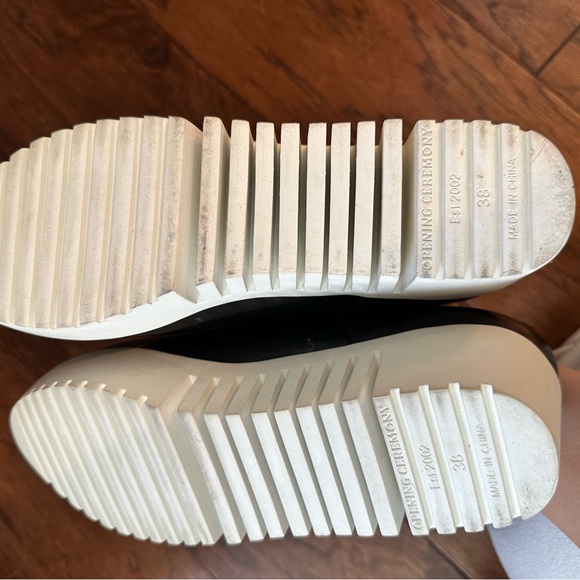 Opening Ceremony 38 Grunge Black Leather Zip Front Loafers Oxford Platform Shoes - Picture 6 of 6